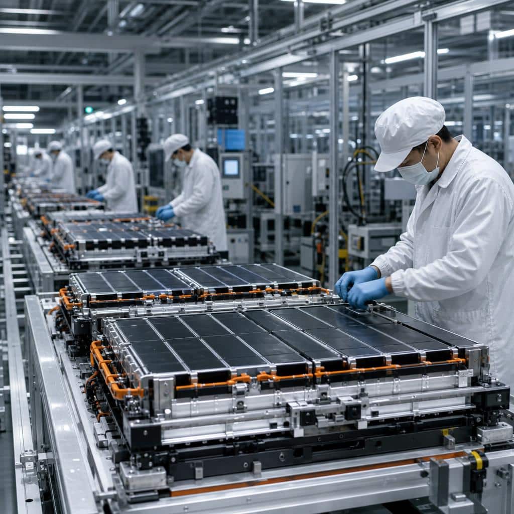 Lignes de production de batteries pour voitures électriques dans une usine moderne