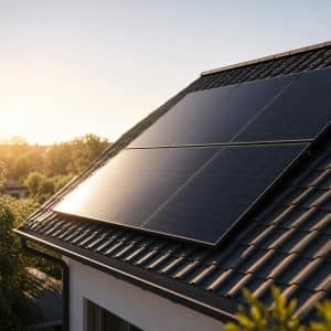 Toiture résidentielle avec panneaux solaires modernes au design technologique