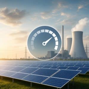 Panneaux solaires et symbole d’énergie représentant une comparaison de puissance
