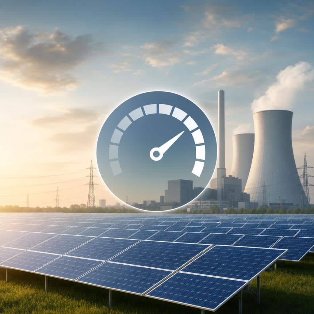 Panneaux solaires et symbole d’énergie représentant une comparaison de puissance