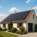 Panneaux solaires résidentiels installés sur une toiture de maison avec lumière claire