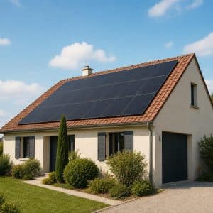Panneaux solaires résidentiels installés sur une toiture de maison avec lumière claire