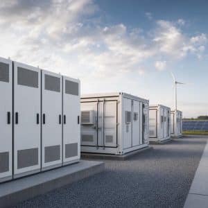 Grand système de batteries stationnaires dans un environnement technique sobre