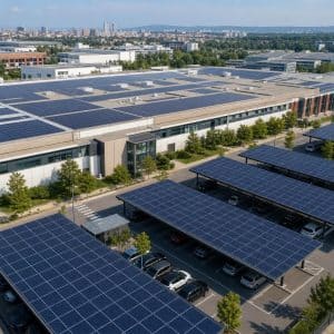 Toiture et ombrieres photovoltaïques sur un site urbain moderne