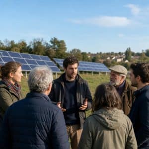 Habitants et épargnants réunis autour d'un projet solaire local dans un cadre de quartier