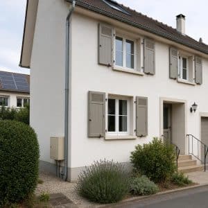 Maison française avec compteur gaz et solutions de rénovation énergétique