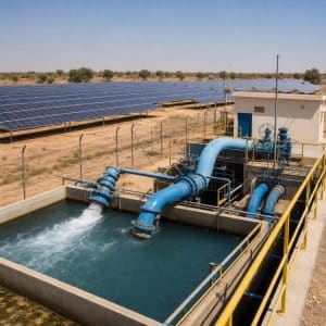 Installations d'eau potable avec panneaux solaires dans un environnement sec