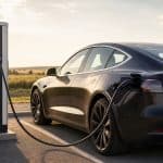 Voiture électrique branchée sur une borne ultra-rapide moderne dans une station en France