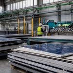 Panneaux solaires déposés dans une filière de recyclage industrielle moderne